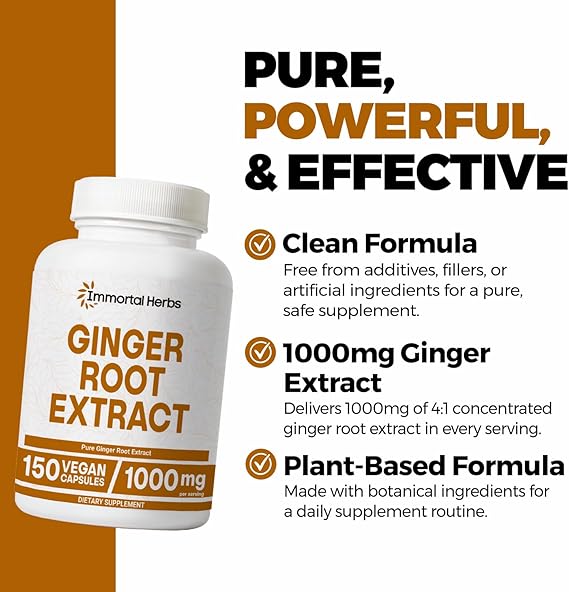 ginger root capsules 1000mg, 4:1 extract powder