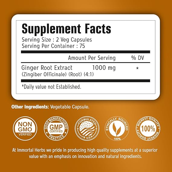 ginger root capsules 1000mg, 4:1 extract powder